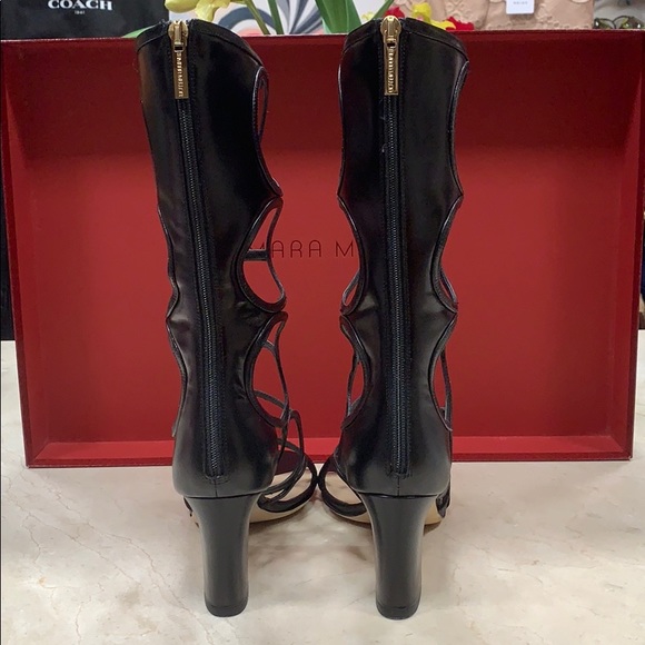 TAMARA MELLON ORION 75mm BLACK LEATHER SANDALS SIZE EU 8 - Picture 6 of 9